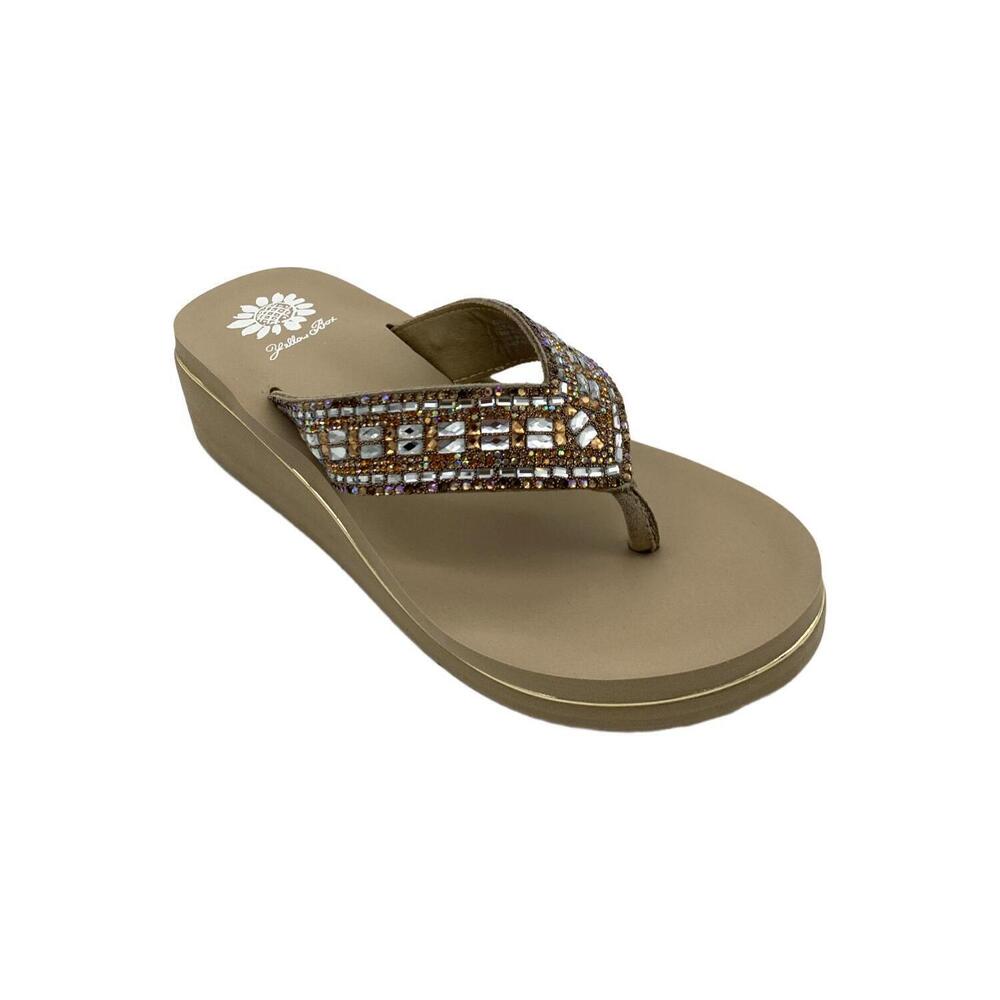 Yellow Box Women's Sunvale Slip-On Wedged Thong Sandal Taupe - Medium - Picture 1 of 3